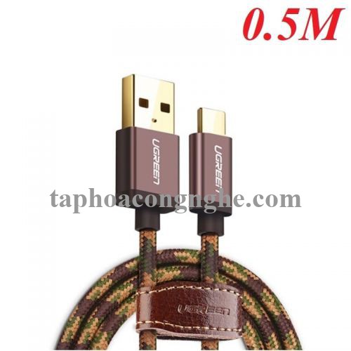 Ugreen 40428 0.5M màu Nâu Cáp sạc USB TypeC cao cấp US250 30040428